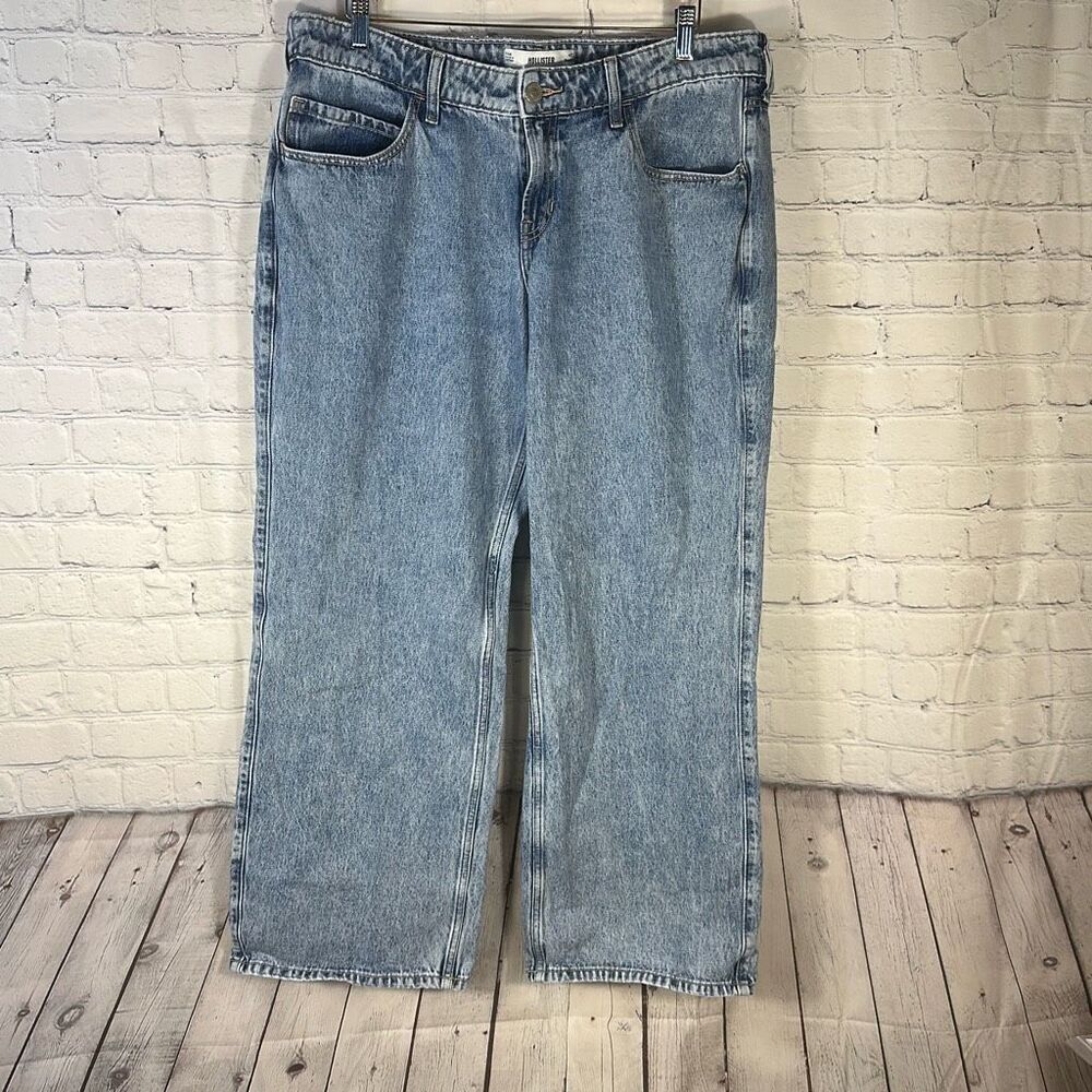 Hollister Jeans womens 32 Stone Acid Washed Low Rise Baggy Denim Skater HipHop